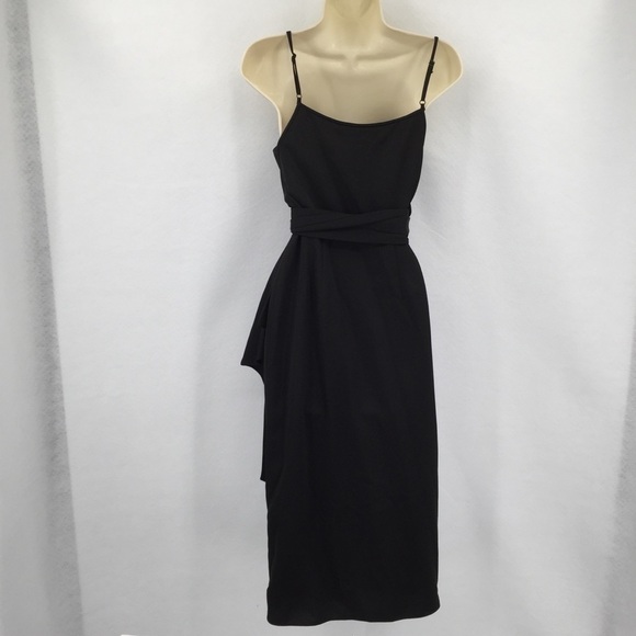 DVF Diane von Furstenberg Avila Black wrap dress cocktail ruffle satin new 0 - Picture 4 of 6